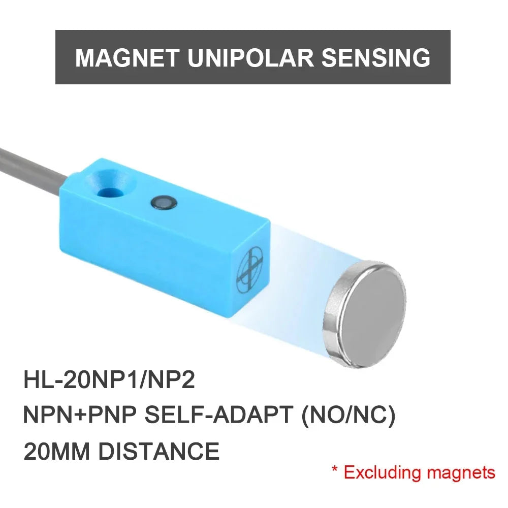 Cloweit 15mm 20mm Micro Hall Effect Sensor IP68 Proximity Magnetic Switch  NPN PNP 3-wire NO/NC DC 12V 24V  Remote Nonpolar