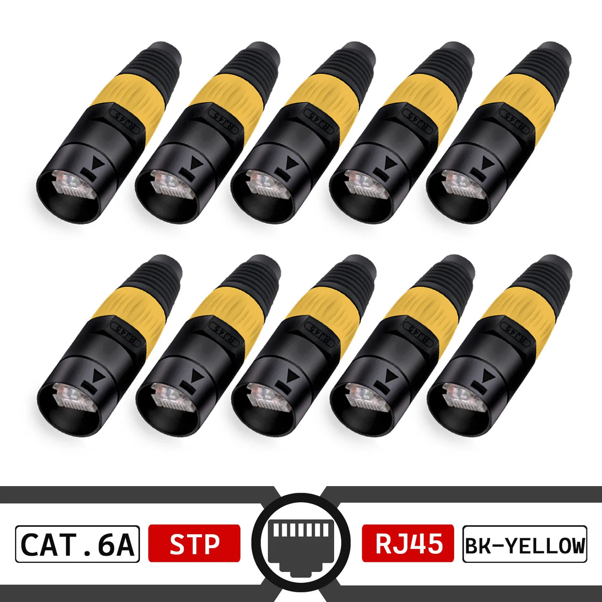 10pcs STP RJ45 8P8C CAT.6A Crystal Jack+10pcs Waterproof RJ45 Male Plug LAN Network Ethernet Ethercon Connector Wire Connectors