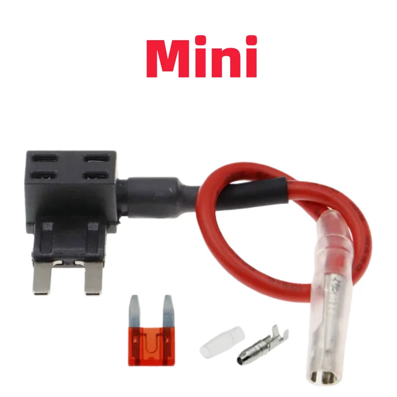 12V MINI SMALL MEDIUM Size Car Fuse Holder Add-a-circuit TAP Adapter with 10A Micro Mini Standard ATM Blade Fuse