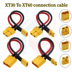 XT30 to XT60 Connection Cable XT60 to XT30U Male-to-Female Adapter Wire 16AWG Silicone Wire Model Aircraft Power Charger