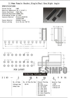 50pcs 2.54mm Right Angle 90D Single Row 0.1" RA PH8.5 1*3/4/5/6P 8p 10p 1*40P Gold Rohs PCB Socket Female Pin Header Connector