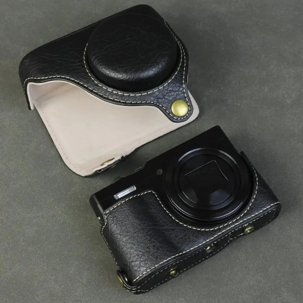 Handmade Leather Case for Panasonic Lumix TZ99 ZS99 Camera Carrying Bag with Adjustable Shoulder Strap