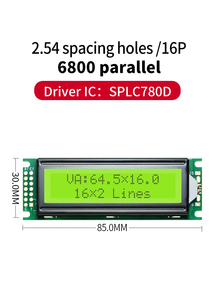 16x2 Character LCD Module 5V STN Gray Transflective 6800 Parallel Interface Russian Font Display 1602-DB