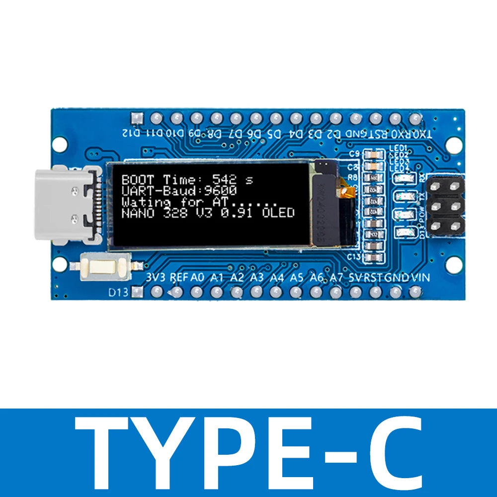 Nano V3.0 Development Board ATmega328P CH340C 0.91''white  OLED Display 128*32 For Arduino Nano V3.0 MINI USB