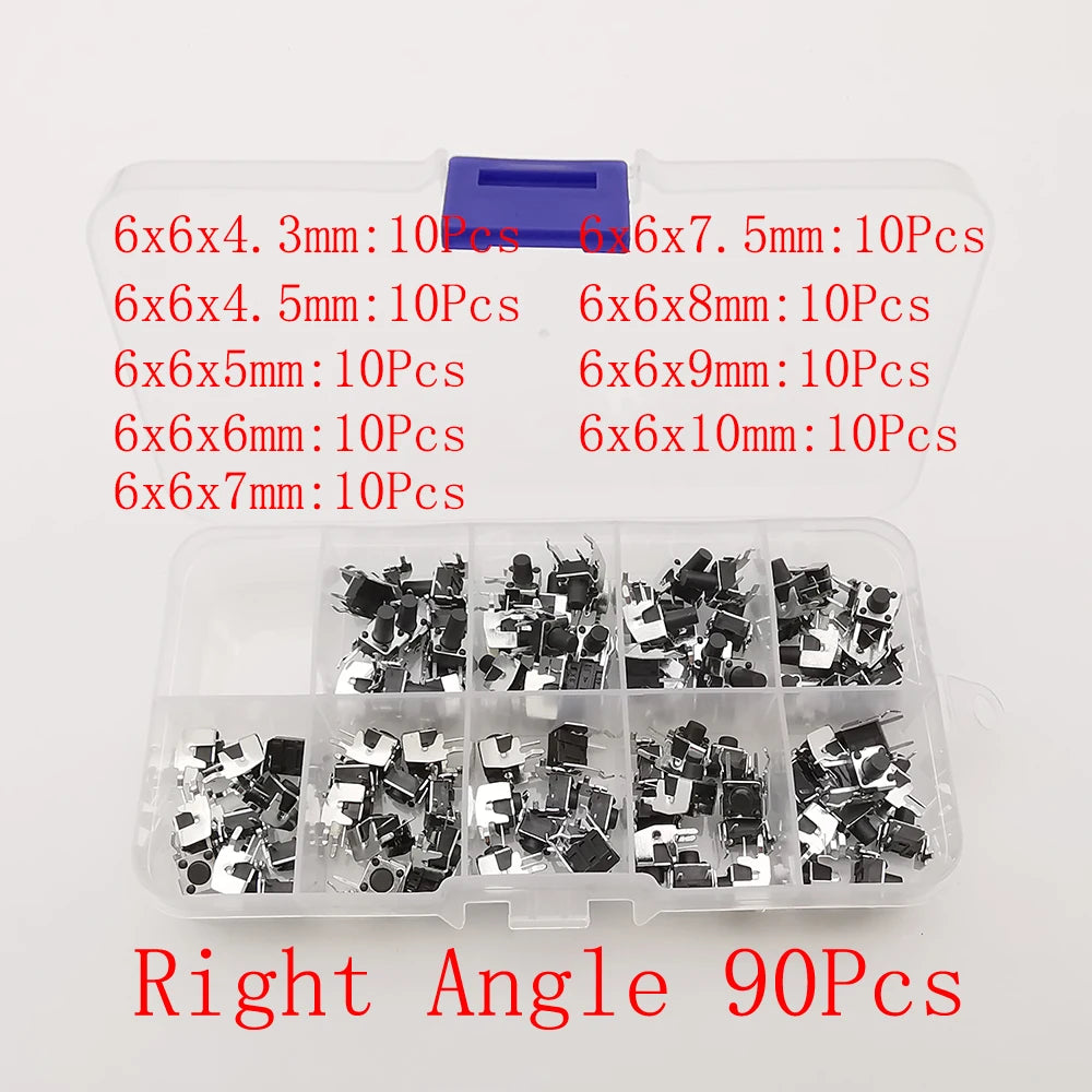 1Box 6x6mm Micro Push Button Tactile Tact Switch Kit 12V 2/4 Pin DIP2 PCB Momentary Switch DIY TV Toy Home Use Button Key Switch