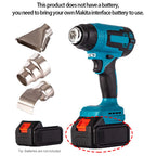 Cordless Hot Air Gun Handheld Hot Air Gun with 3 Nozzles Heat Gun Thermal Blower 0-500℃ Rechargeable for Makita Battery