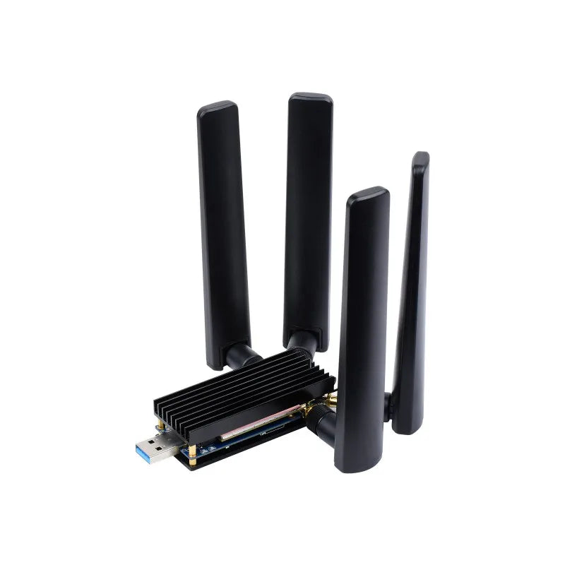 5G Dongle Expansion Board USB 3.1 to M.2 Key B Port Aluminum Cooling Plate 4 Antennas for Windows PC Raspberry Pi 4 Jetson Nano