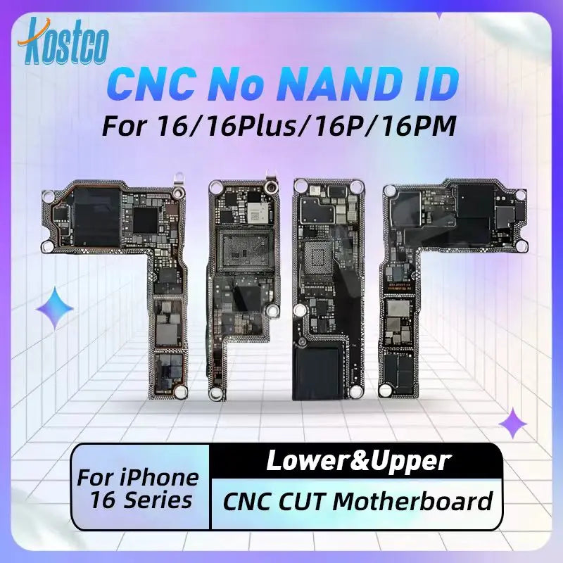 CNC Cut Motherboard for iPhone 16 16Plus 16Pro Max Upper Lower Board No NAND Logic Board Swap US EU Version Repair Parts
