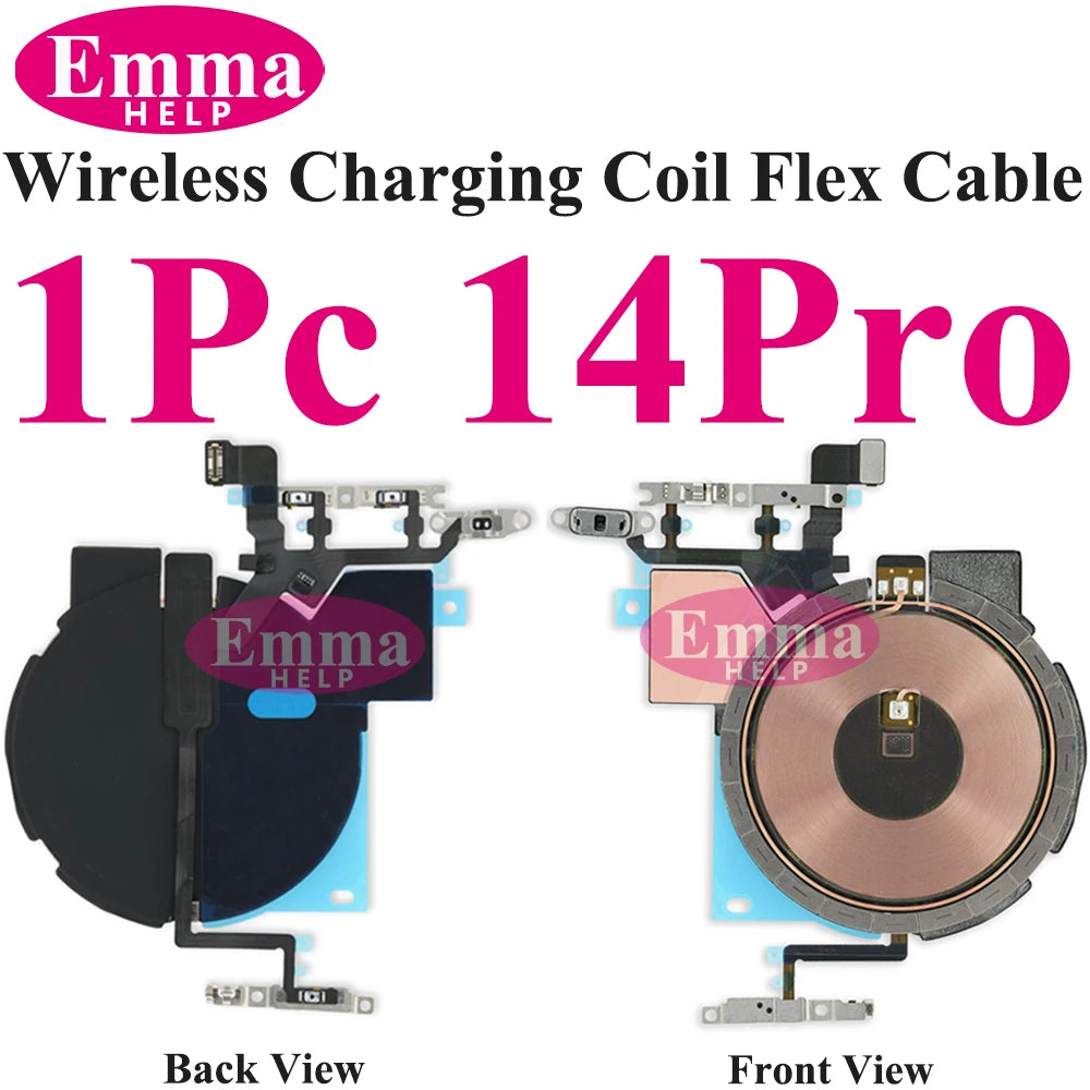 Wireless Charging Coil NFC + Power Volume Flex Cable for iPhone 14 14 Plus 15 15 Pro Max 16 – WPC Charging Antenna