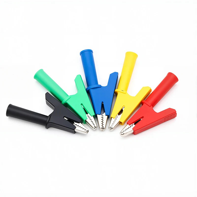 5pcs Pure Copper Insulated Test Alligator Clip 10MM Opening With 4MM Jack Safety Crocodile Clamps