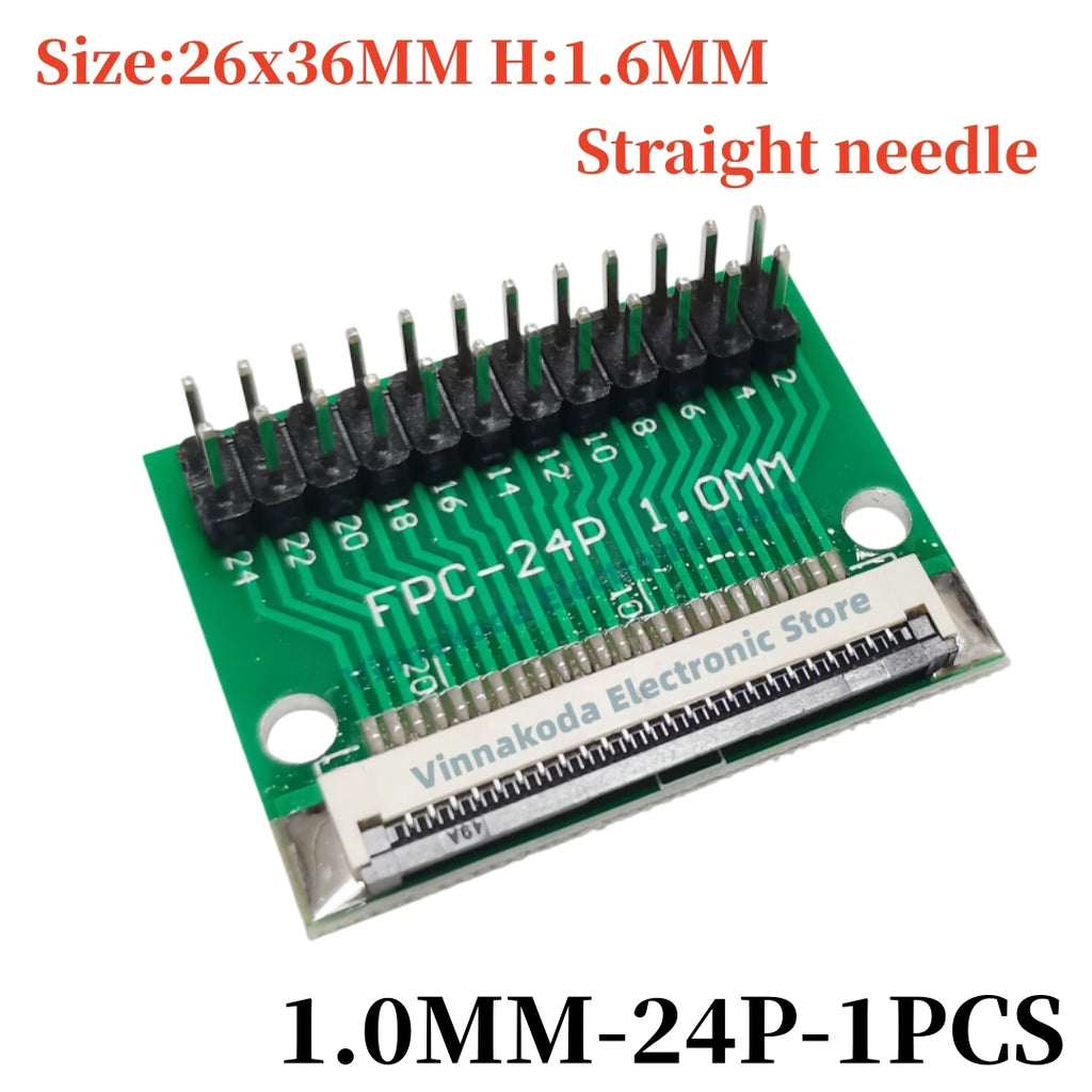 FFC/FPC Adapter Board with Soldered 1.0MM Flip Cover Lower Connector Straight or Bent Pins Available, 4/6/8/10/12/14/16/20/30P