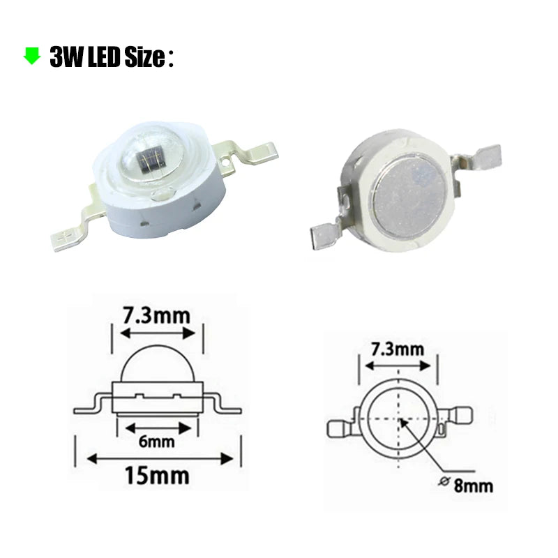 5-10pcs 1W 3W High Power LED IR 730nm 760nm 810nm 850nm 880nm 940nm 980nm 1050nm Diode Light Lamp for Night Vision CCTV Camera
