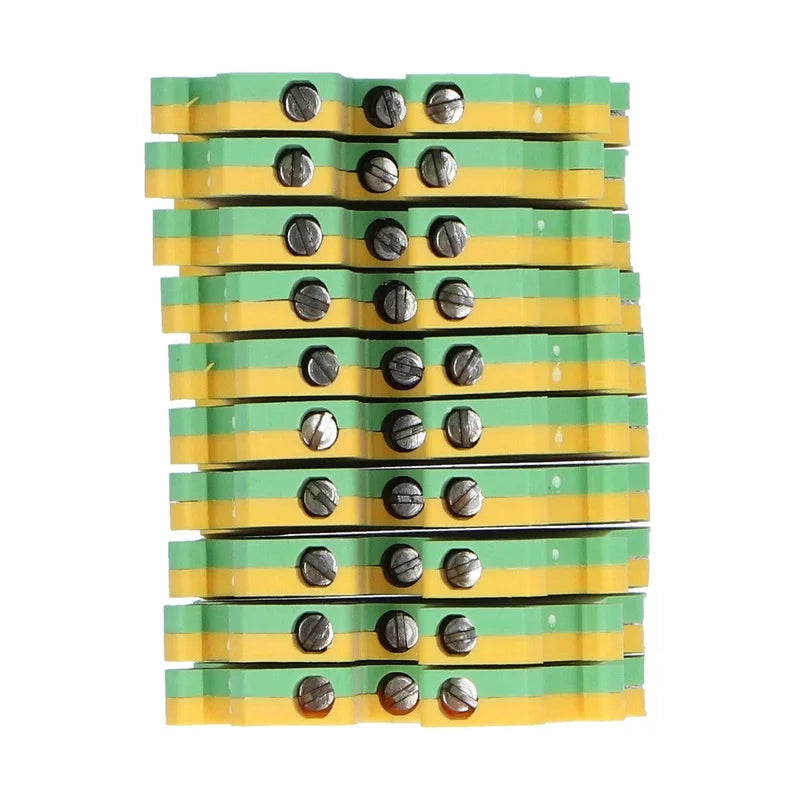 50Pcs Grounding Terminal Pure Copper DIN Rail Mounted Earth Terminal Block Yellow Green TYP USLKG‑3