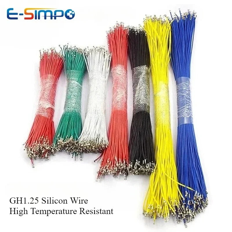 100pcs GH1.25 15/20/30cm Silicon 300V High Temperature Resist Soft Flexible Wire 3239-26AWG wt Latch Terminal Crimped Wire Cable