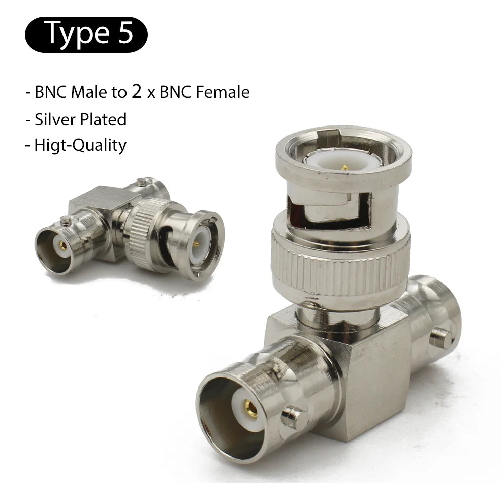 BNC Connector Q9  BNC To BNC Male Female RF adapter  Right Angle Tee Type 3way 4way Splitter 2x Double Male Female 3+4Types