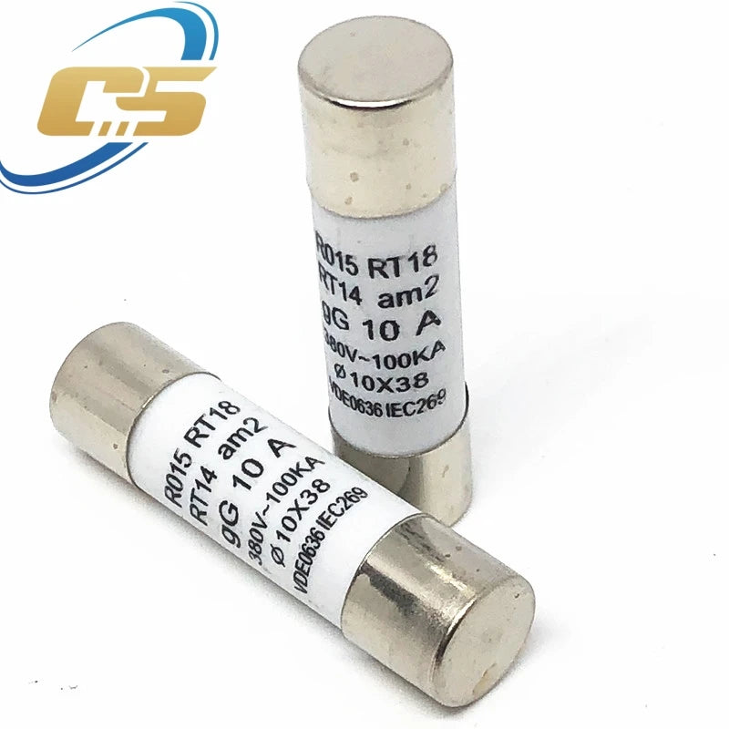 10PCS 10x38mm Ceramic Fuse 10*38mm 500V 500MA 0.5A 1A 2A 3A 4A 5A 6A 8A 10A 16A 20A 25A 32A 40A RO15 Ceramic Fuse