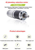 12V24VDC 775 Long life Ultra High torque forward and reverse 42mm planetary brush reduction motor Planetary gear DC low speed