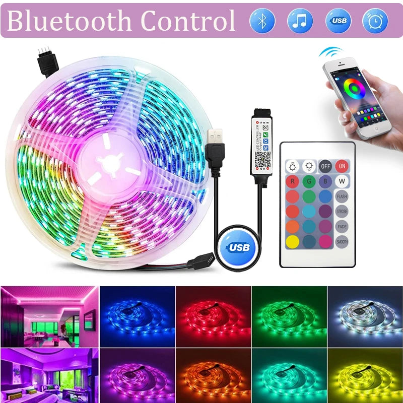 1-20M USB LED Strip Lights WIFI APP Control Color Changing 5050 RGB Led Light Flexible Lamp Tape for TV Backlight Room Decor