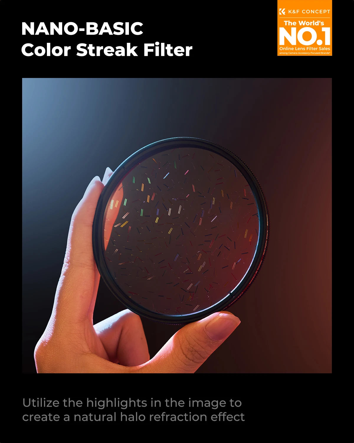 K&F CONCEPT Effects Filters Kaleidoscope Prism/Spiral Halo/Split Diopter/Motion Blur/4 6 8 Points Camera Lens Filter Photography