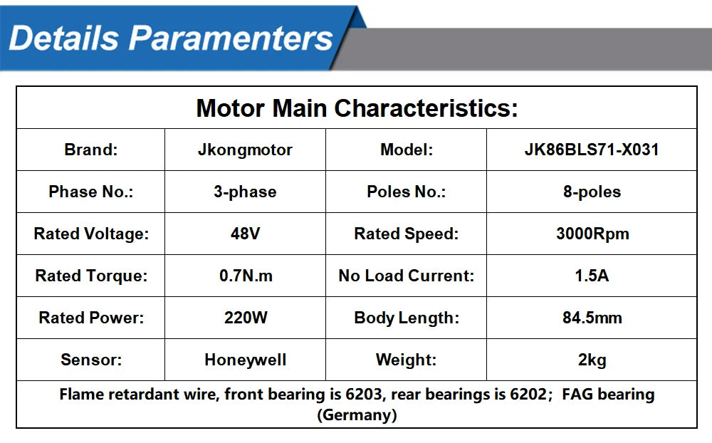 Jkongmotor JK86BLS71-X031 Brushless Dc Motor For Sale 48v BBQ 220W bldc hall sensor Motor 0.7N.m BLDC Motor for Grill Machine