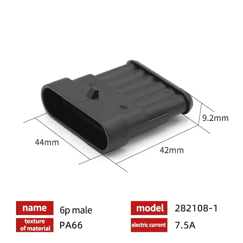 20/50/100Sets 1.5 Series AMP Automobile Connectors 1/2/3/4/5/6 Pin Super Seal Waterproof  Electrical Wire Connector PA66 Nylon
