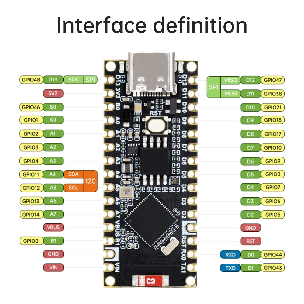 ESP32-S3-Nano WiFi Bluetooth Development Board IoT Development Board based on ESP32-S3R8 Compatible with Ard Nano ESP32