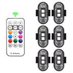 Car Motorcycle RGB LED Strobe Lights 8 Colors LED Flash Position Wireless Light Aircraft Airplane Helicopter Warning Lights
