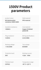 TOMZN 2 Sets of PV Solar Connectors 1000V 1500V 32A 45A Panel Branch PV Photovoltaic Wire/Board Terminal Box Inverter IP67 10LOT