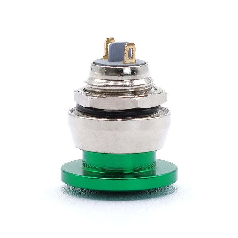 Metal Push Button Switch 12mm Waterproof Momentary Self Reset without Fixation Mushroom Head Switch Oxidation Green 1A 1NO 2pins
