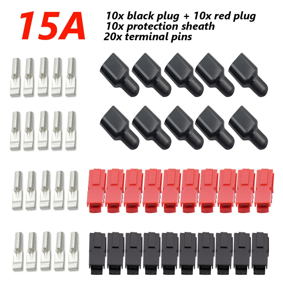 10/20 Pair 15A/30A/45A Amp Plug 600V Compatible For Powerpole Connector With Rubber Dust Cover Sleeves For Electric Equipments