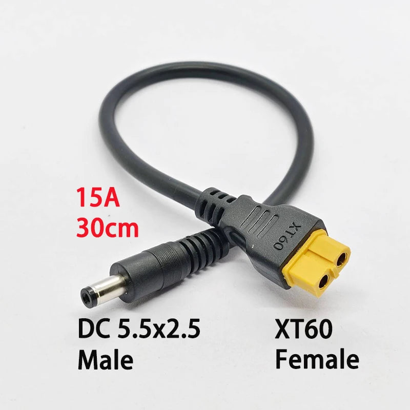 1PC High-quality XT60 Male/Female Connector To DC5.5x2.1/2.5mm Power Cord Adapter For Car Battery Charging Adapter Cord 30CM