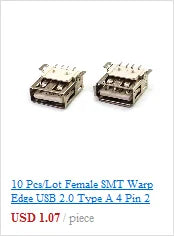 50pcs/lot 5Pin Micro-B SMD Micro USB Connector Female Port Jack Tail Sockect Plug For Android phone data connector