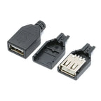 Type A Male Female USB 4 Pin Plug Socket Connector With Black Plastic Cover Type-A DIY Kits