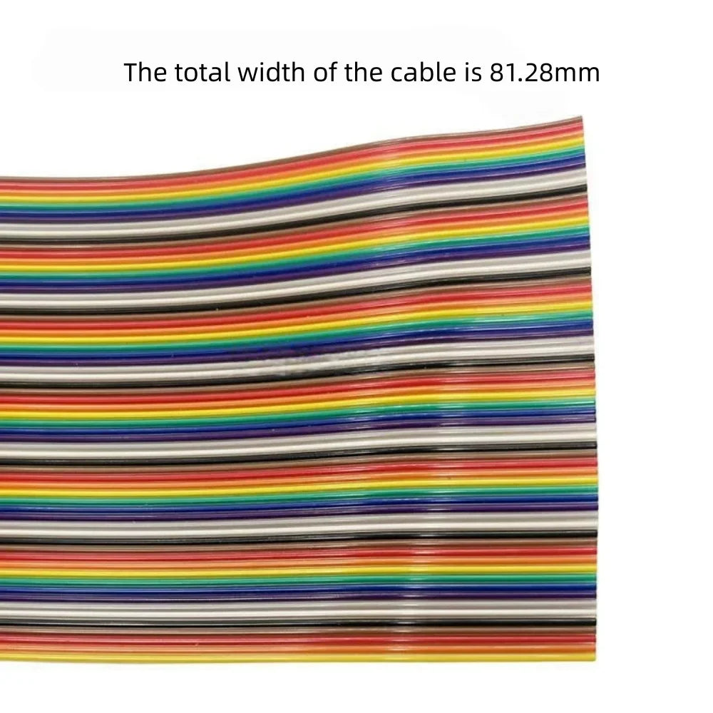 Rainbow Dupont Flat Ribbon Cable 1.27mm Pitch 1 Meter Length 6P‑64P Multi Pin Counts Compatible for FC Dupont Connector