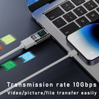 Digital LED Display USB 3.2 Adapter 36-60W 10Gbps Laptop Type-C Converter Data Transmission Smart Chip Power Meter Tester