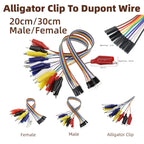 10pcs-5-1pcs 20cm 30cm Alligator Clip To Dupont Wire 10Pin Male Crocodile Clip To Jumper Wire 10pin Female Test Lead for Arduino