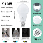 4PCS 20W 18W 15W 12W 9W 6WLampada LED E27 Radar Motion Sensor Light Bulb 189-265V Infrared Detection Smart Lamp Working in Night