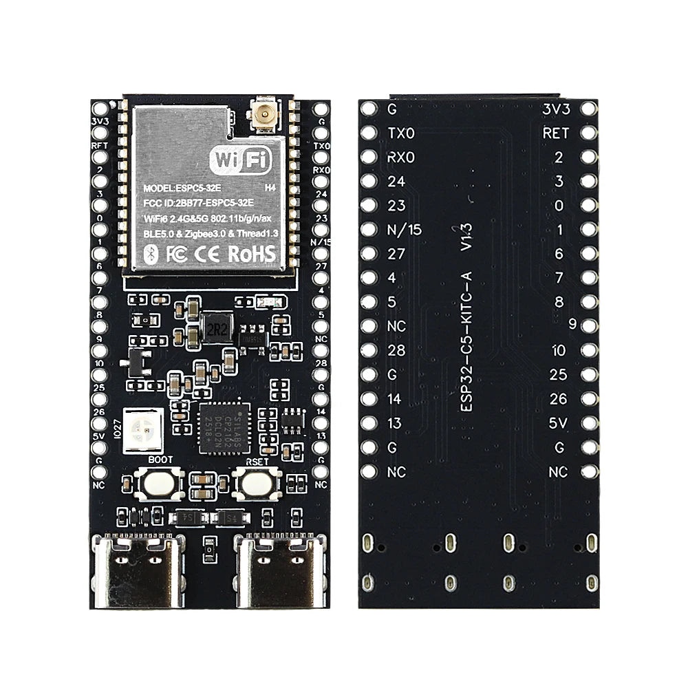 CP2102 ESP32-C5 Development Board Dual-frequency 2.4G and 5GHz WiFi Module ESP32-C5-DevKitC-1 4MB Flash WIFI6 Extended Antenna