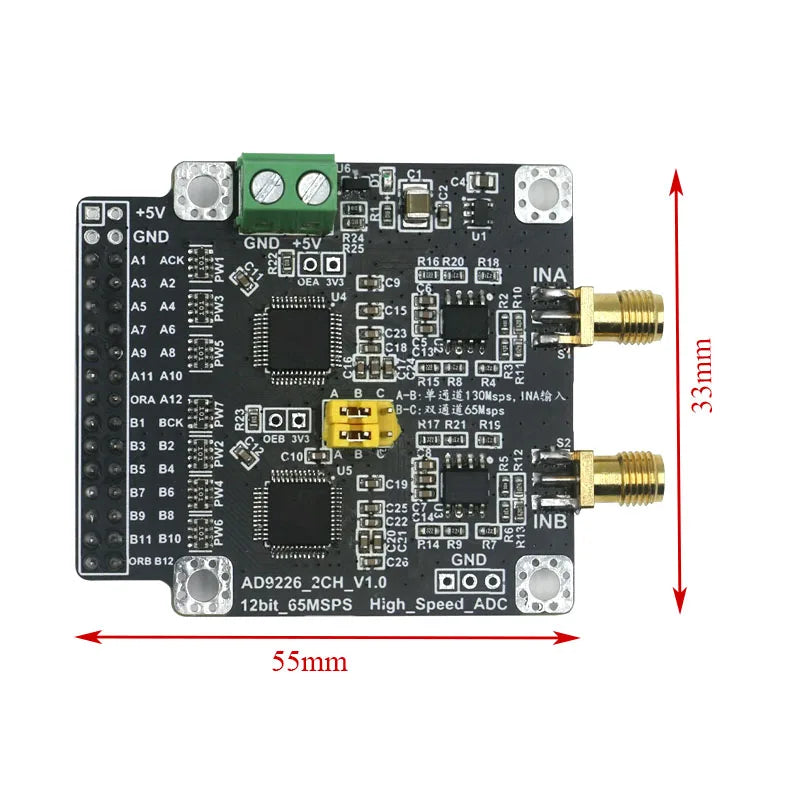 AD9226 High-Speed 12-Bit ADC Module 65MSPS Dual-Channel, 130MSPS Single-Channel Data Acquisition Board for FPGA MCU Oscilloscope