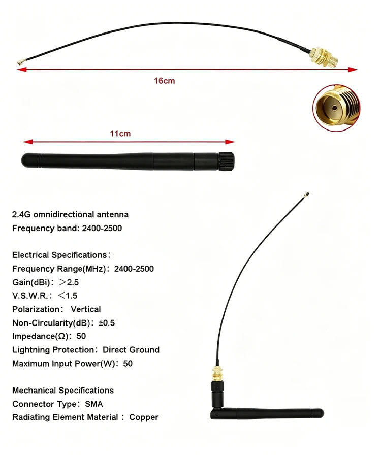 Estardyn 2.4G antenna folded Bluetooth wifi module ZigBee antenna SMA to feeder line 2.4GHz Antenna