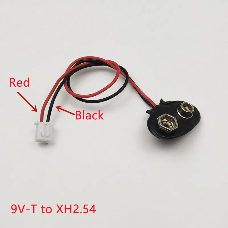 5Pcs 9V Battery Clip to XH2.54 PH2.0 2Pin Terminal Wire 15cm DC Power Adapter Cable Red Black