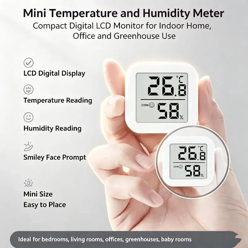Temperature Gauge Mini LCD Digital Hygrometer: Indoor Room Humidity Meter Sensor Weather Home