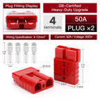 2pcs Quick Connector 40A 50A 120A 175A 350A Car Battery Power Plug 2P 600V High Current Electrical Wire Connectors
