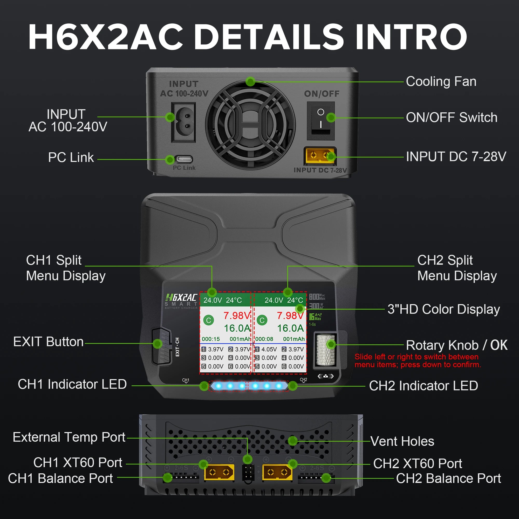 HTRC 400W/240W RC Charger  Dual Channel AC DC Charger Discharger for LiPo LiHV LiFe Lilon NiCd NiMh Pb Battery Balance Charger