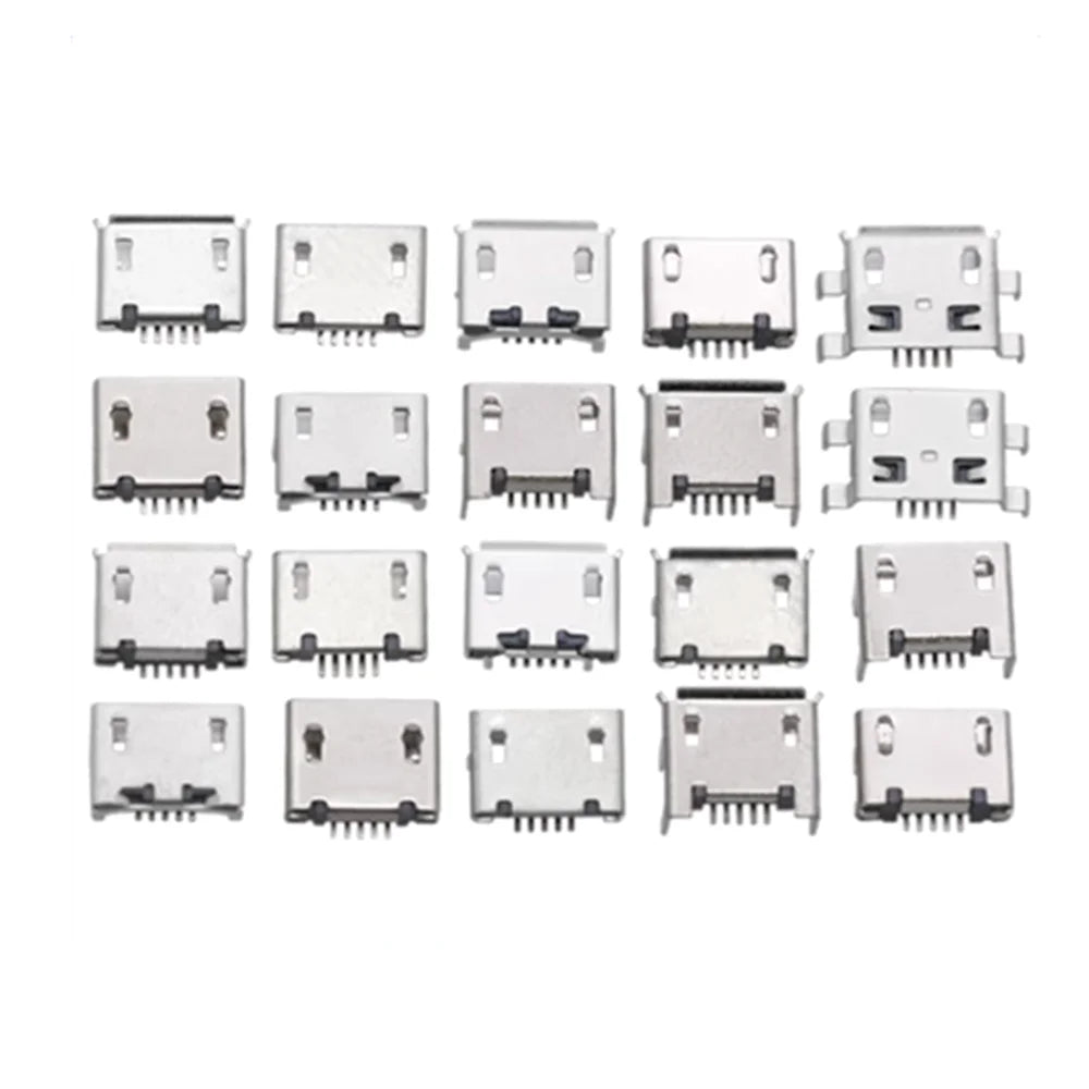 20pcs Micro USB 5 Pin SMT Socket Connector Type B Female Placement DIP SMD USB Charging Adapter Connectors Plug