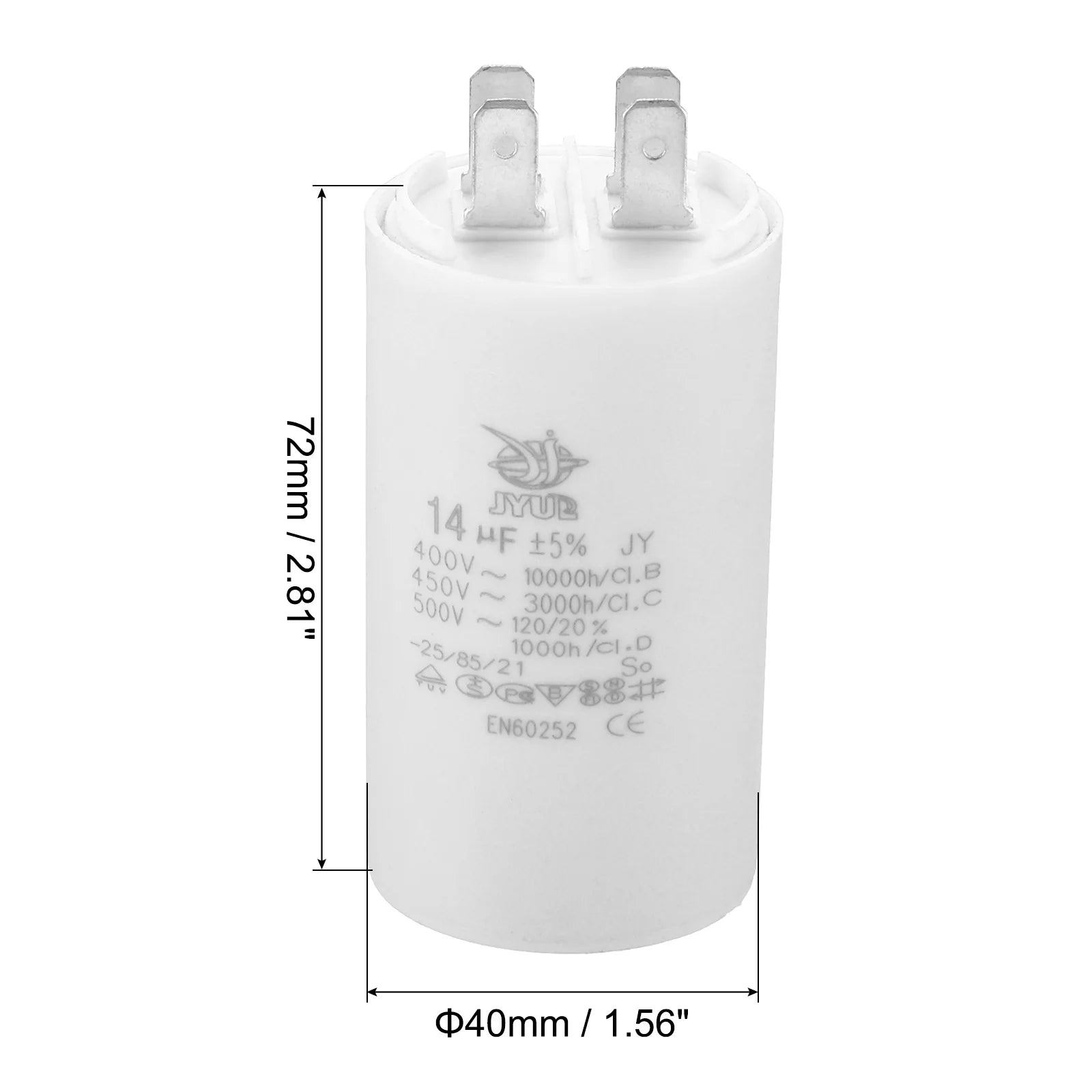 CBB60 8uf-100uf Running Capacitor AC 450V 4 Pins 50/60Hz Double Insert Cylinder Bottom for Air Conditioning Water Pump Fan Motor