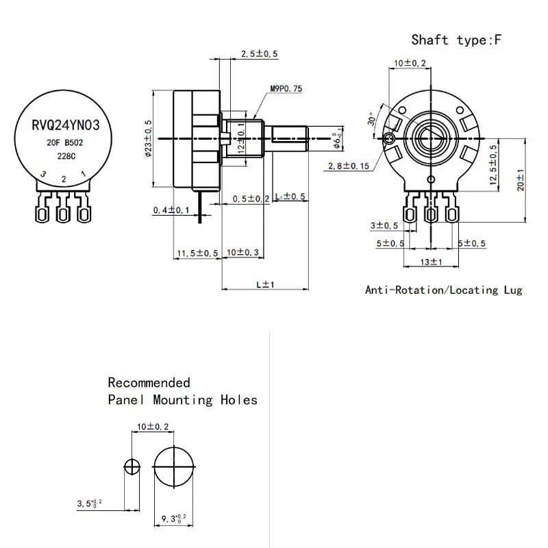 RVQ24YN03 25F B502 5K 102 202 103 303 Simulator Single-Turn Carbon Film Potentiometer Racing Game Machine Arcade Accessories