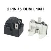 2pcs Refrigerator PTC Start Relay 1/2 Pin 15 Ohm 1/6H Compressor Overload Protector Starting Relay Light Weight Power Supplies