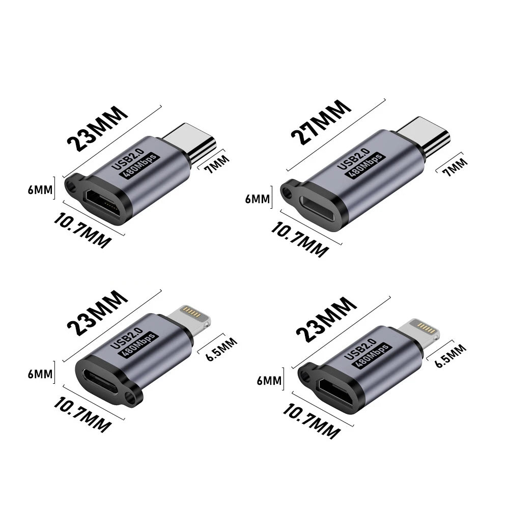 TYPE-C adapter Micro USB Mini USB Adapter lighting Female To Micro Usb Male Converter for Phone Tablet Camera Charging Adaptor