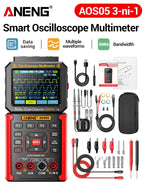 Dual-channel Oscilloscope Rechargeable 50MHz Bandwidth 200MSa/s Sampling Smart Automatic 3-in-1 Detector 25000 Count ANENG AOS05